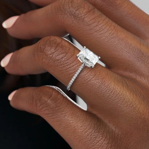 The Pave Madison Set With A 2.5 Carat Radiant Lab Diamond Hot on Sale