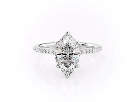 The Pave Madison Set With A 2.5 Carat Marquise Lab Diamond on Sale