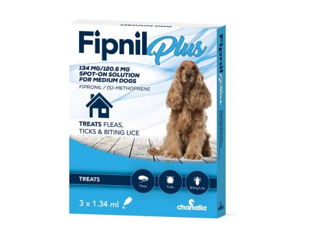 Chanelle Fipnil Plus Spot-On for Medium Dogs 10-20kg - 3 Pipettes For Sale